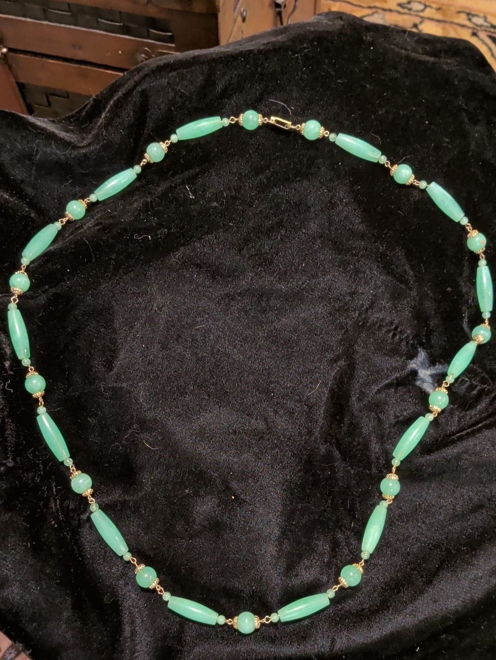 Vintage Jadite & Gold-tone-Accent Necklace - Women Jewelry